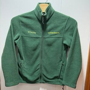 Columbia Oregon Ducks Mens Green Full Zip Fleece Jacket Medium NCAA Collegiate